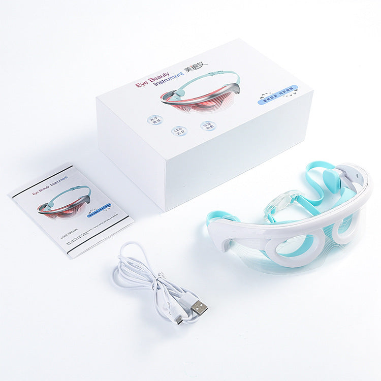 LED Photon Eye Massager Light Therapy Anti Aging Eye Skin Tighten Vibration Beauty Device Hot Compress Relaxing Muscle Blindfold