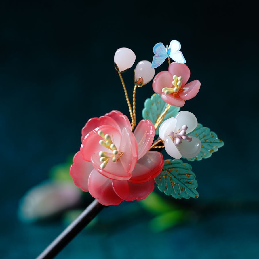 New Original Butterfly Wood Tassel Hairpin Ancient Style Hanfu
