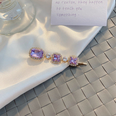 Ancient Sweet Purple Rhinestone Pearl Hair Clip