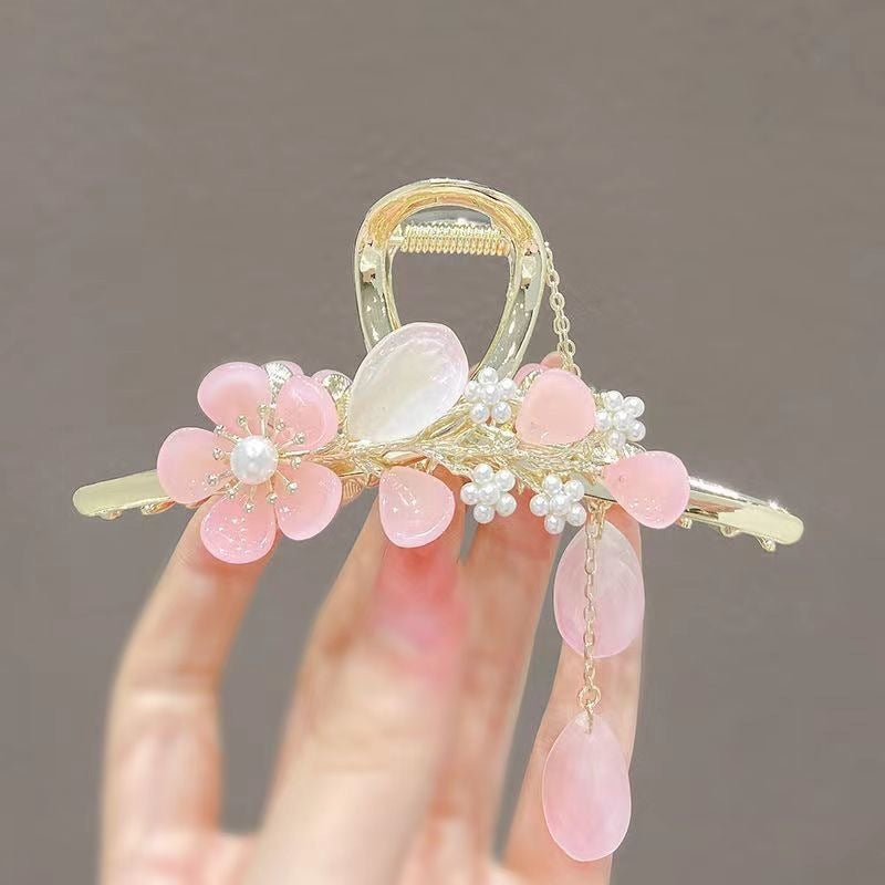 Antique Tassel Large Pearl Clip Metal Hairpin