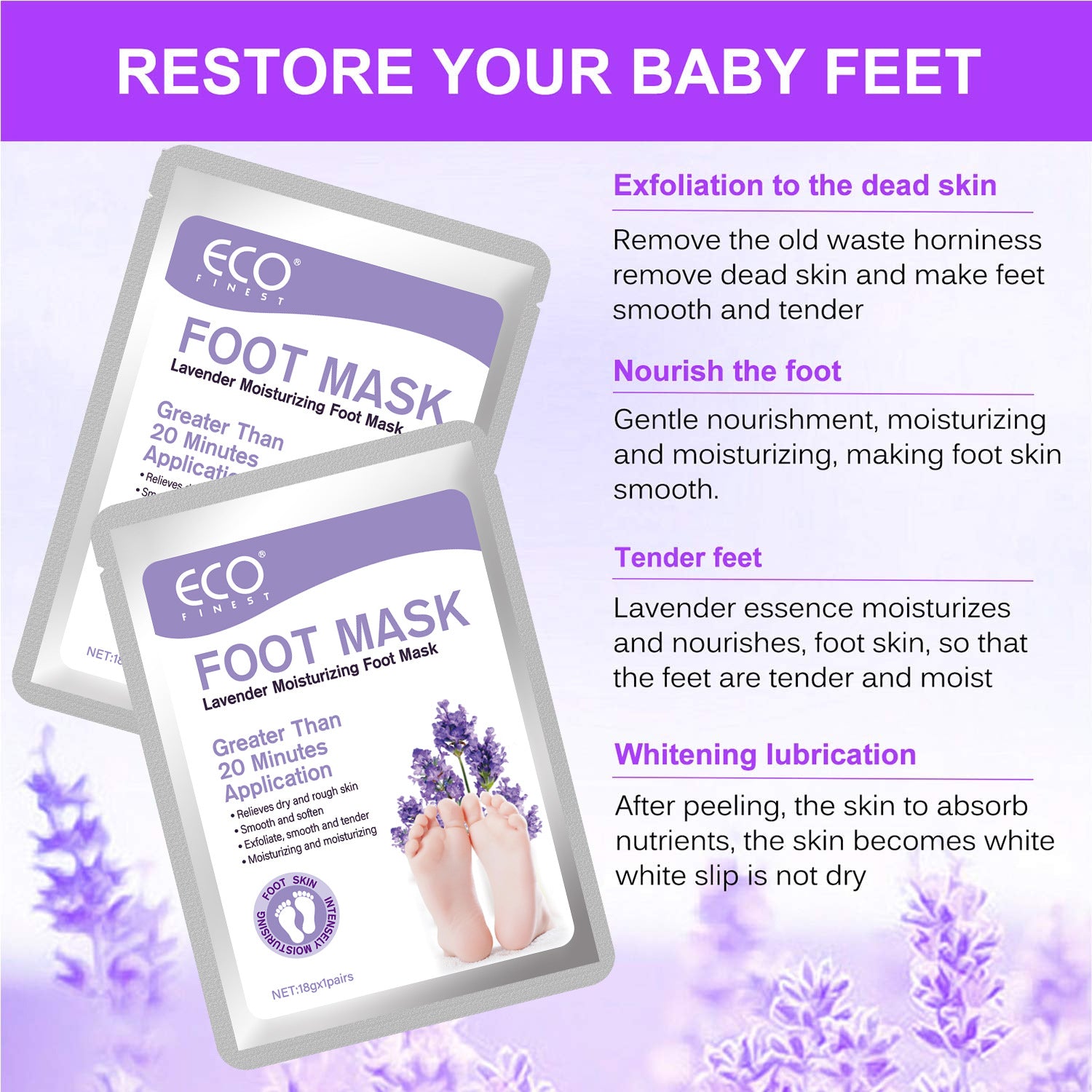 Lavender Foot Mask Exfoliating Moisturizing Repair