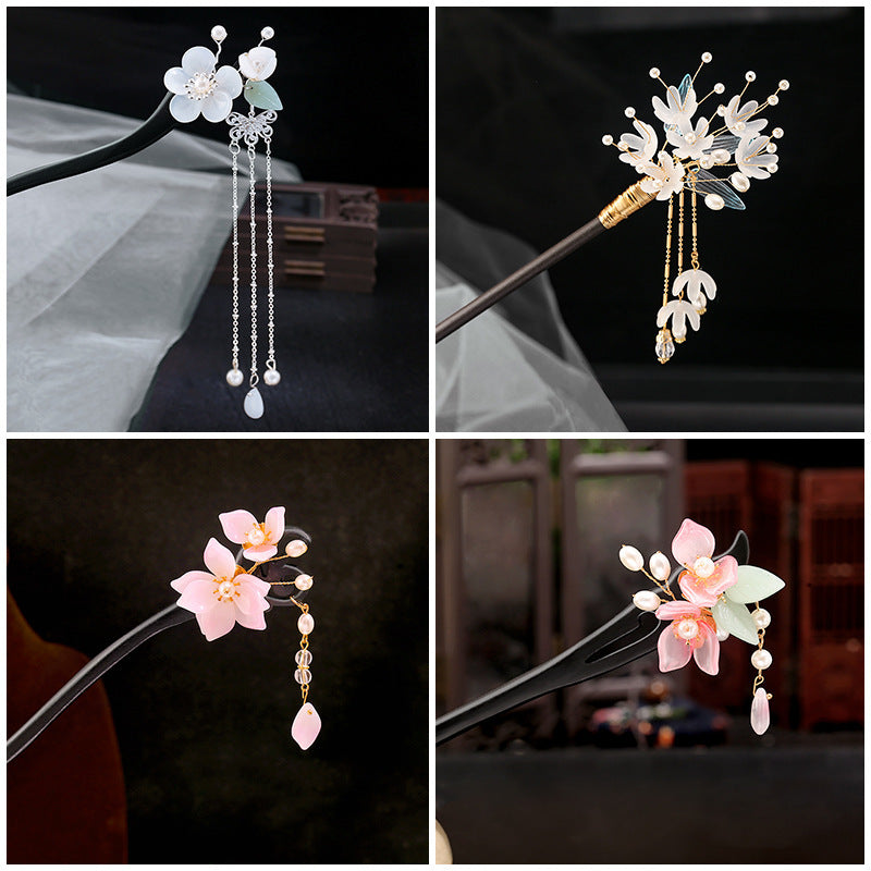 Ancient Wind Bell Orchid Wood Hairpin Tassel Walking Accessories