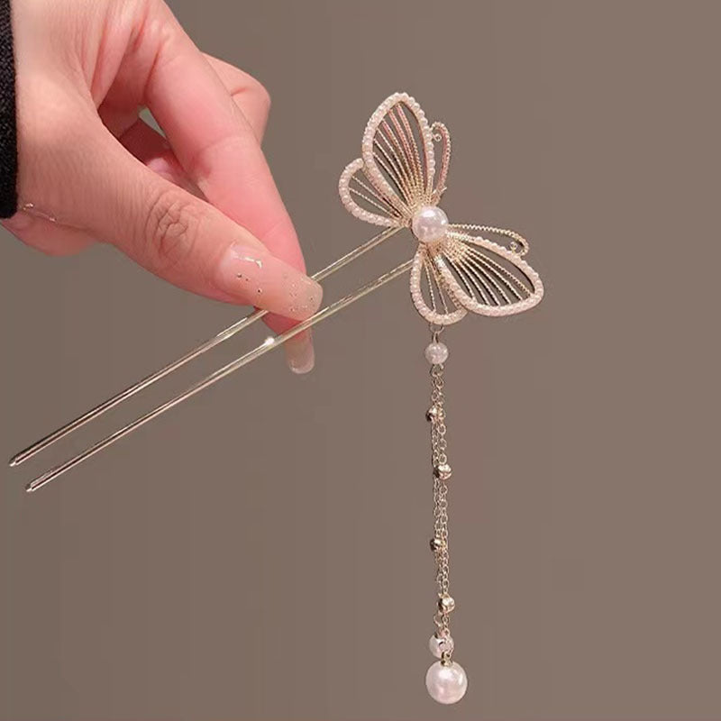 Pearl Butterfly Hairpin Girl's High Sense
