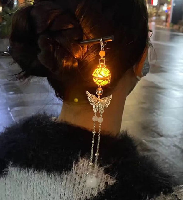 Women's Fashion Butterfly Tassel Luminous Hairpin