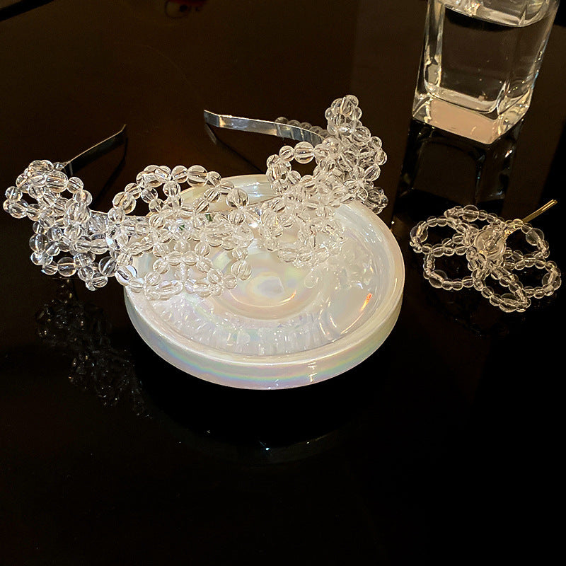 New Crystal Woven Flower Hairpin One Word Clip Hairband