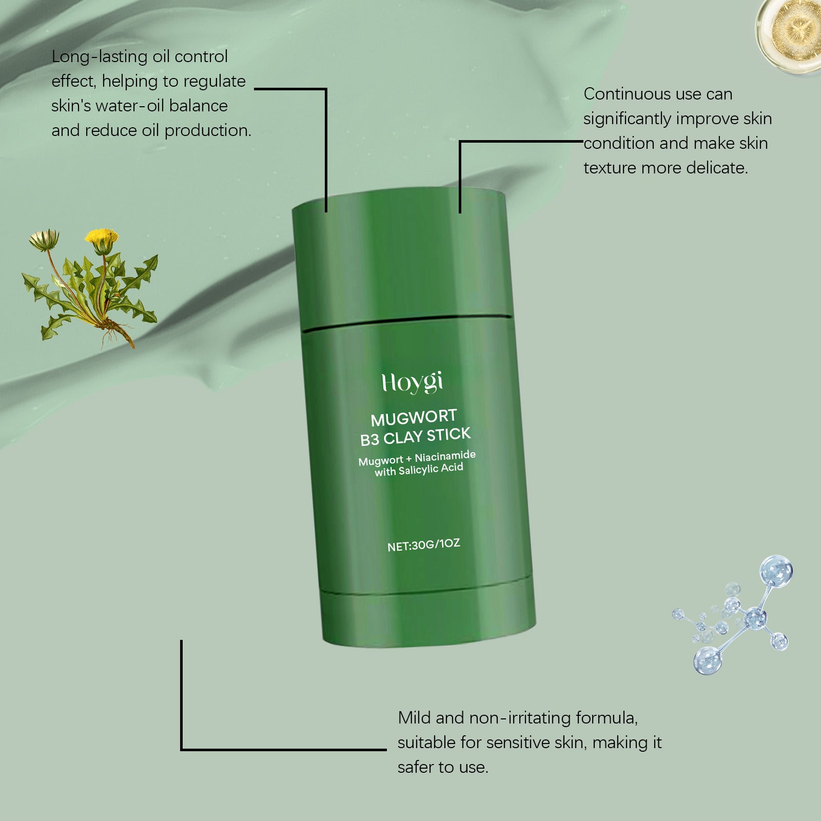 Argy Wormwood Clay Mask Stick Deep Cleansing Pores Brightening