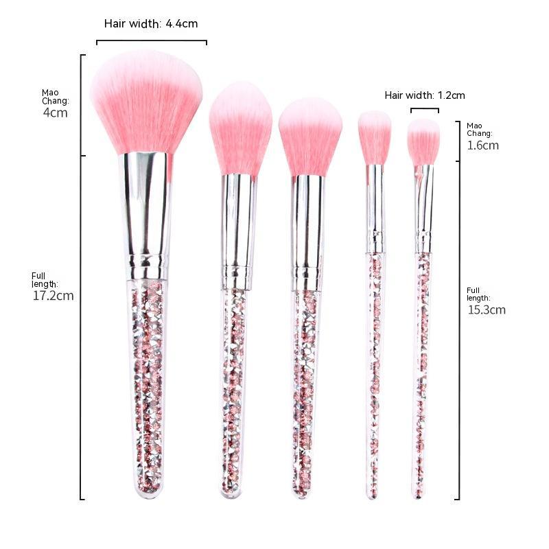 New 5 Diamond Handle Makeup Brush Set Soft Fur Face Powder Repair Eyeshadow Brush Exquisite Portable Makeup Tools