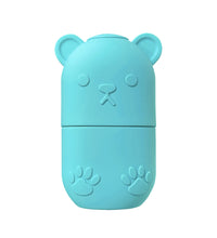 Blue bear-shaped ice face roller for skincare with cute paw and ear details