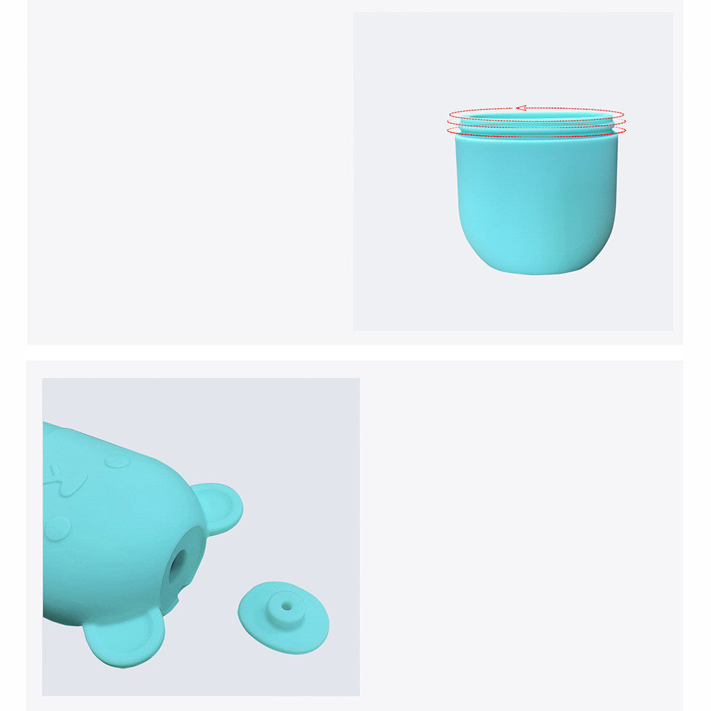 Blue silicone ice face roller for skincare container with screw lid and detachable parts