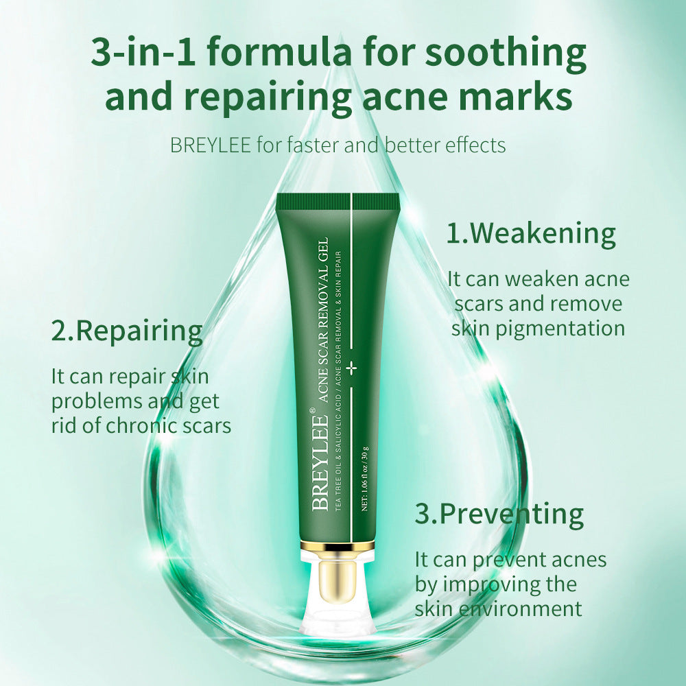 Breylee acne scar removal gel with 3-in-1 formula for weakening, repairing, and preventing acne marks