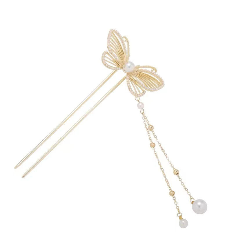 Pearl Butterfly Hairpin Girl's High Sense