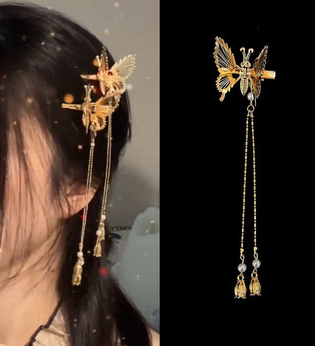 Moving Butterfly Hairpin Smart Antique Tassel Gold Hairpin