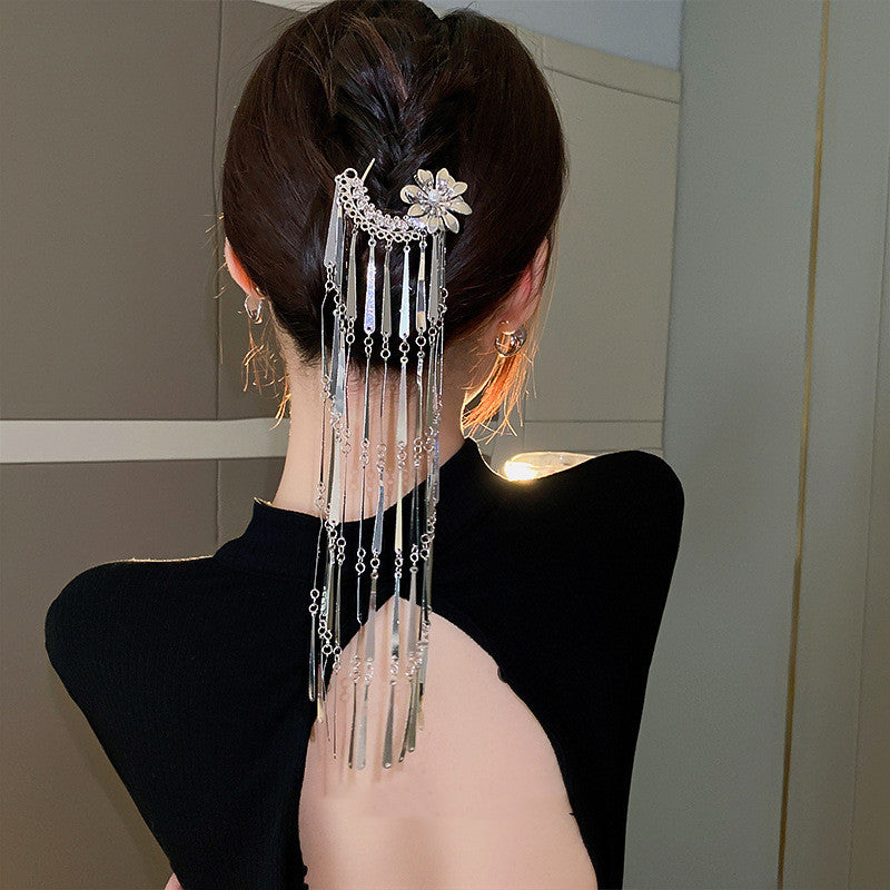Antique Pearl Flower Tassel Hair Fork