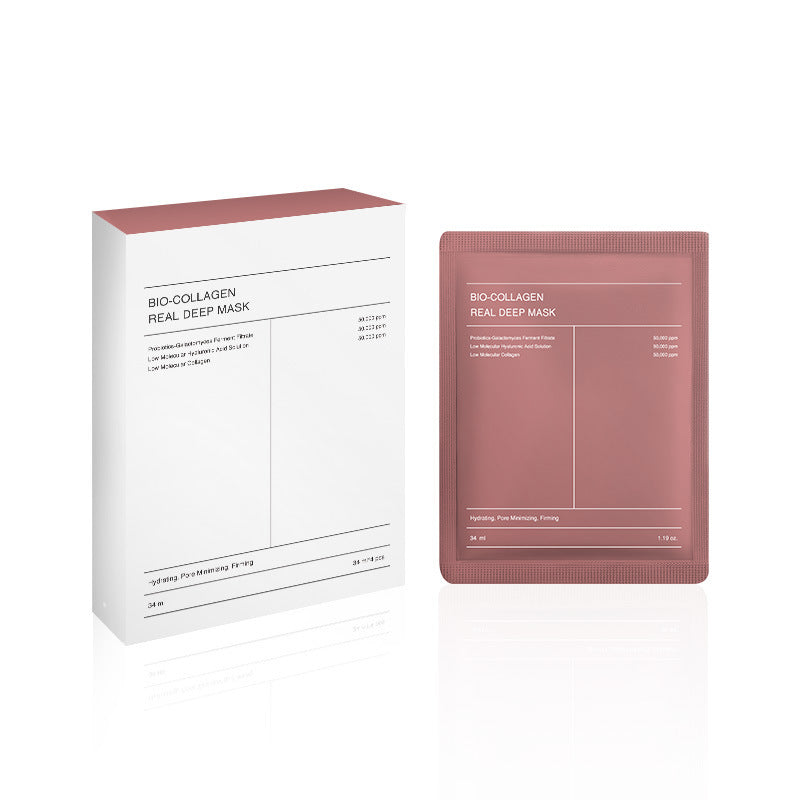 Bio collagen sheet mask set with white box and rose sachet for deep hydration facial mask and skin plumping