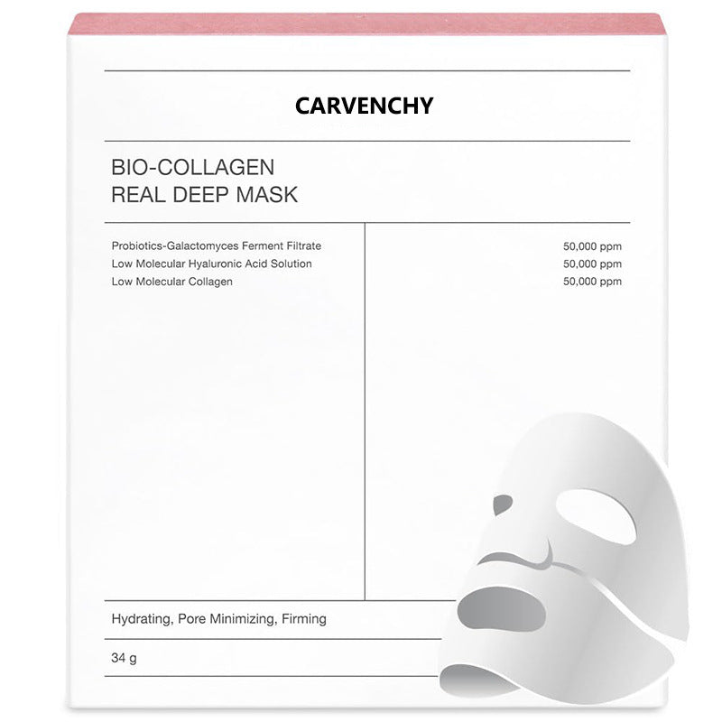CARVENCHY Bio Collagen Real Deep Mask box with sheet mask illustration deep hydration facial mask for hydrating and firming