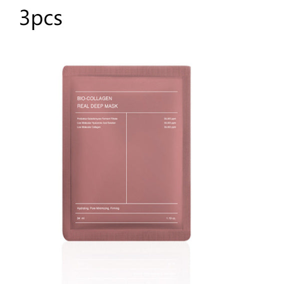 Pink bio collagen sachet pack of 3 showing a single deep hydration facial mask pouch for hydrating skin