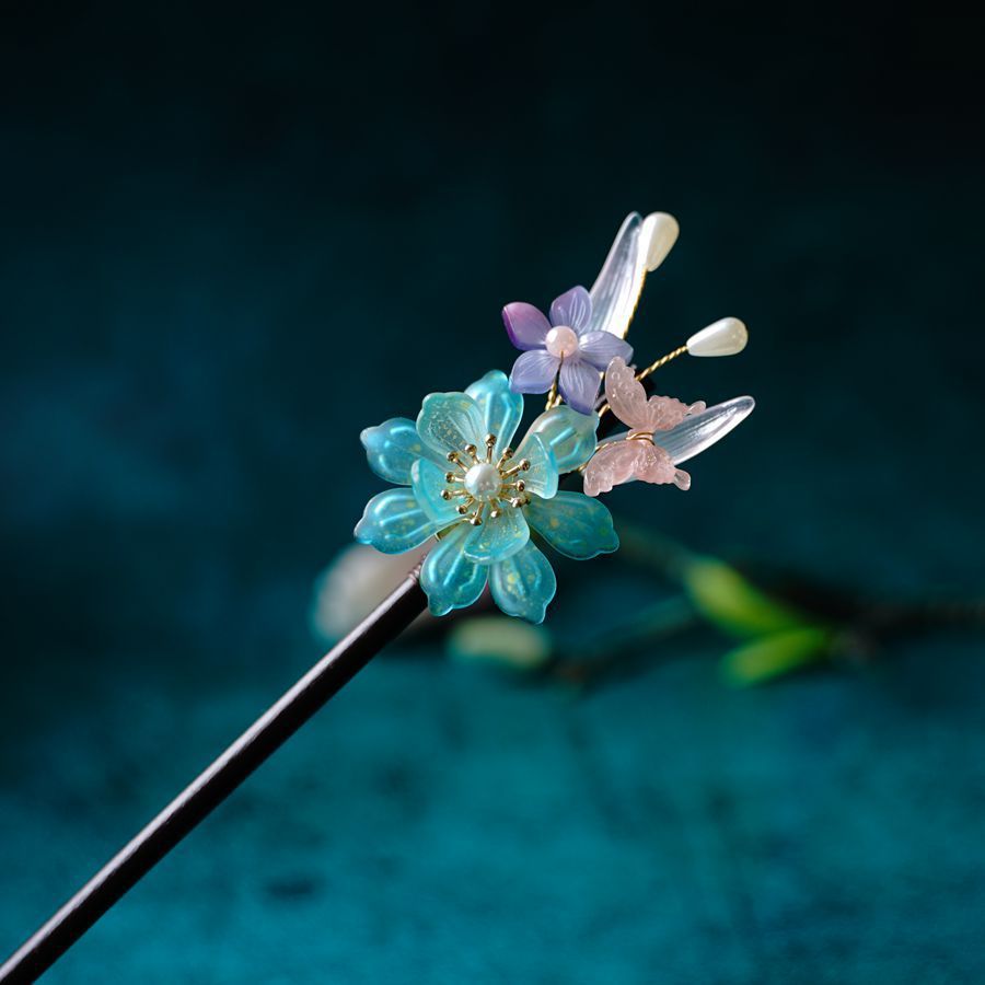 New Original Butterfly Wood Tassel Hairpin Ancient Style Hanfu