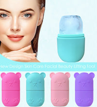 Ice face roller for skincare in pastel colors with bear design and a frozen ice head for facial beauty