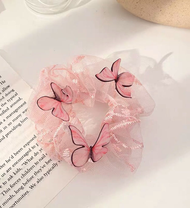 Women's Mesh Pig Intestine Ring Butterfly Hair Accessories
