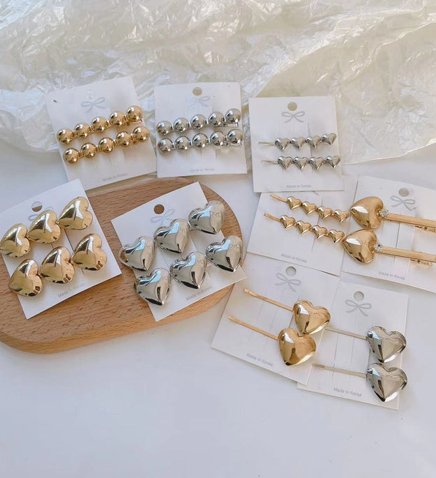 High Sense Metal Heart Hair Clip Simple