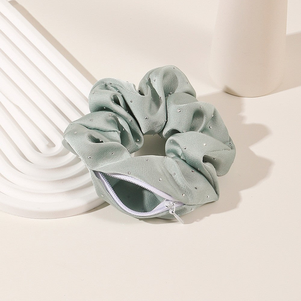 Solid Color Velvet Cloth Zipper Large Intestine Hair Ring