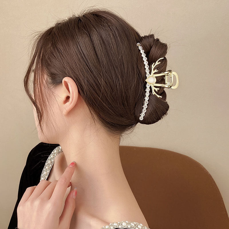 Alloy Antler Pearl Grab Clip Large Temperament