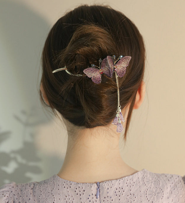 Super Fairy Embroidered Butterfly Hair Clip Temperament Tassel