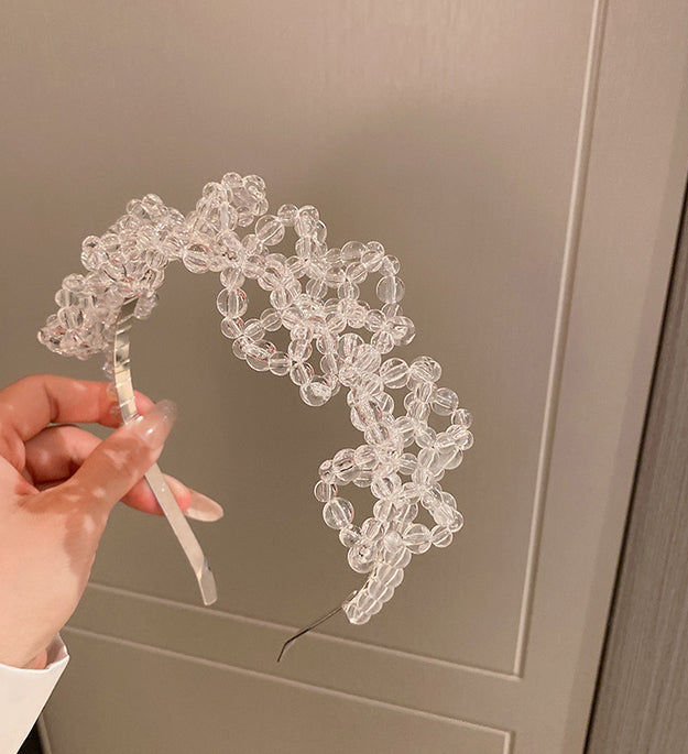 New Crystal Woven Flower Hairpin One Word Clip Hairband