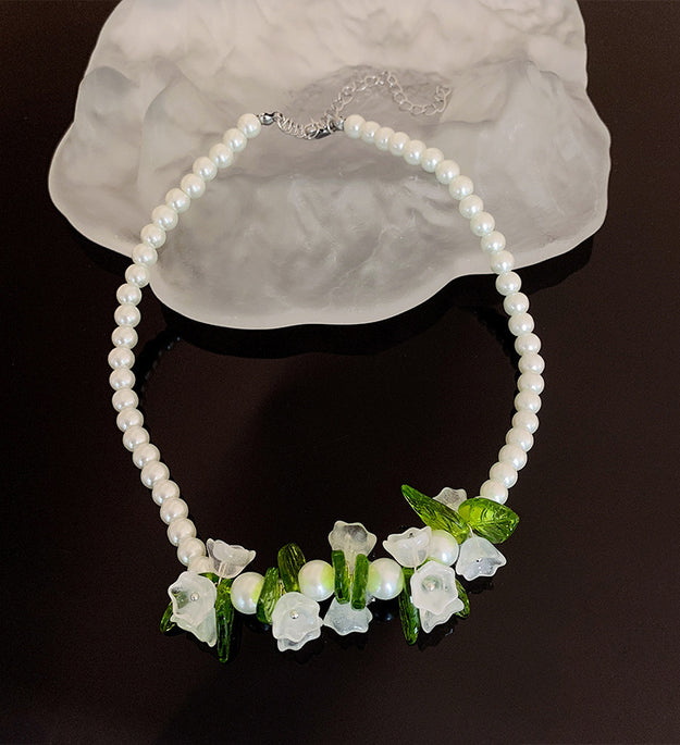 Spring Flower Lily Of The Valley Pearl Necklace