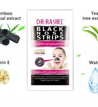 Dr. Rashel blackhead remover nose strips with bamboo charcoal, tea tree essence, vitamin E, and water for clear pores