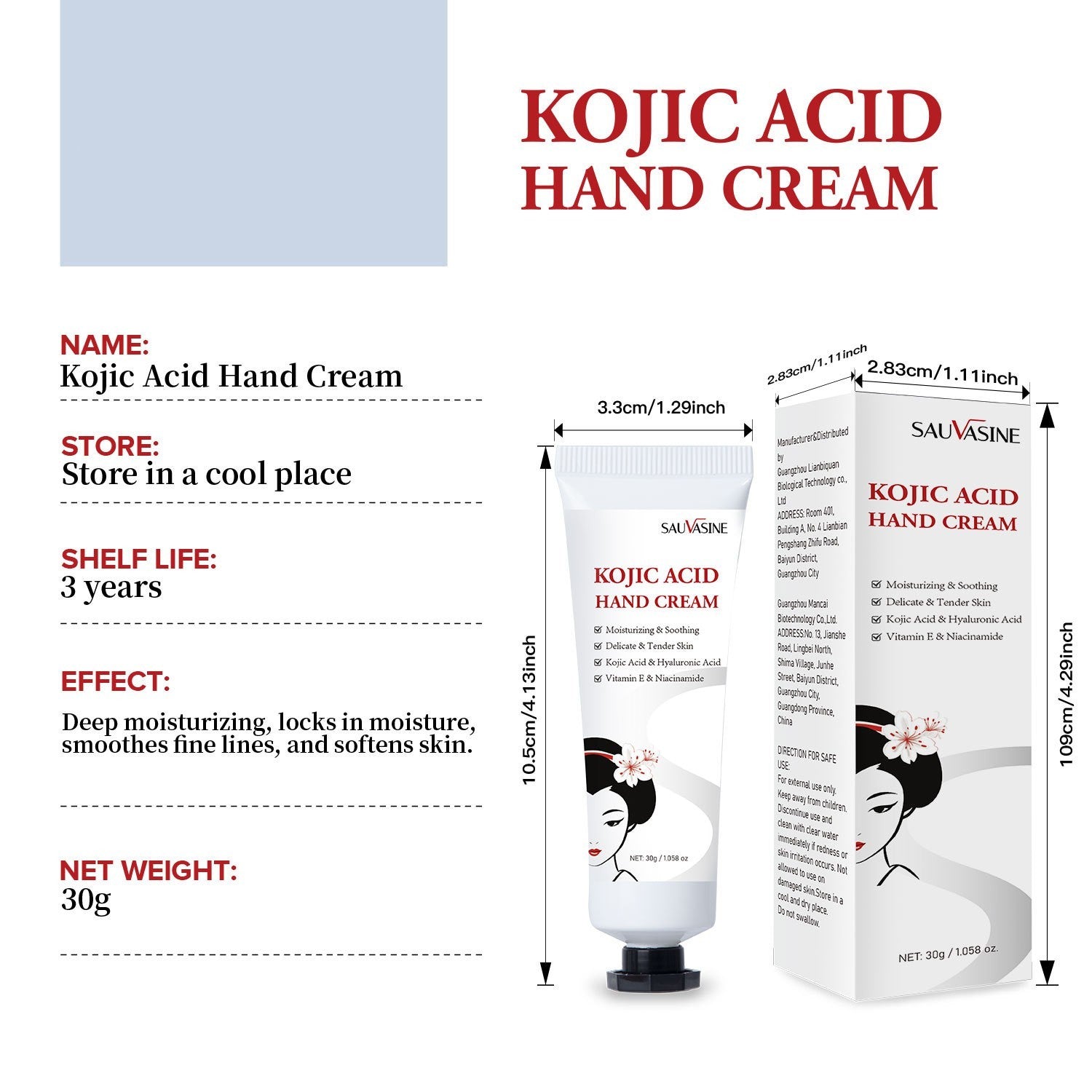 Kojic Acid Hand Cream Moisturizing White