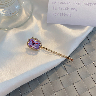 Ancient Sweet Purple Rhinestone Pearl Hair Clip