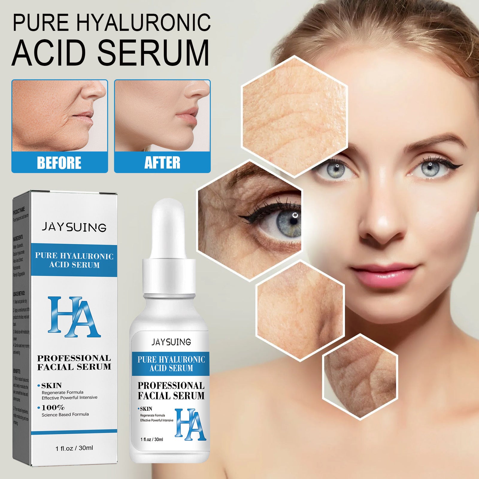 Pure Hyaluronic Acid Facial Pore Shrinking Care Solution