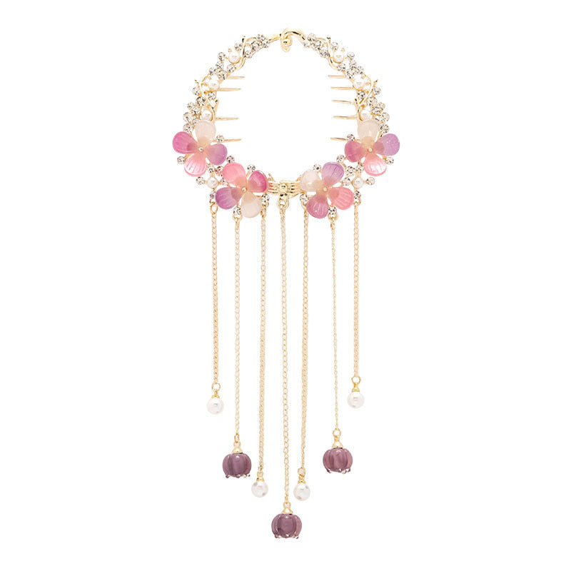 Light Luxury Amethyst Flower Tassel Hairpin