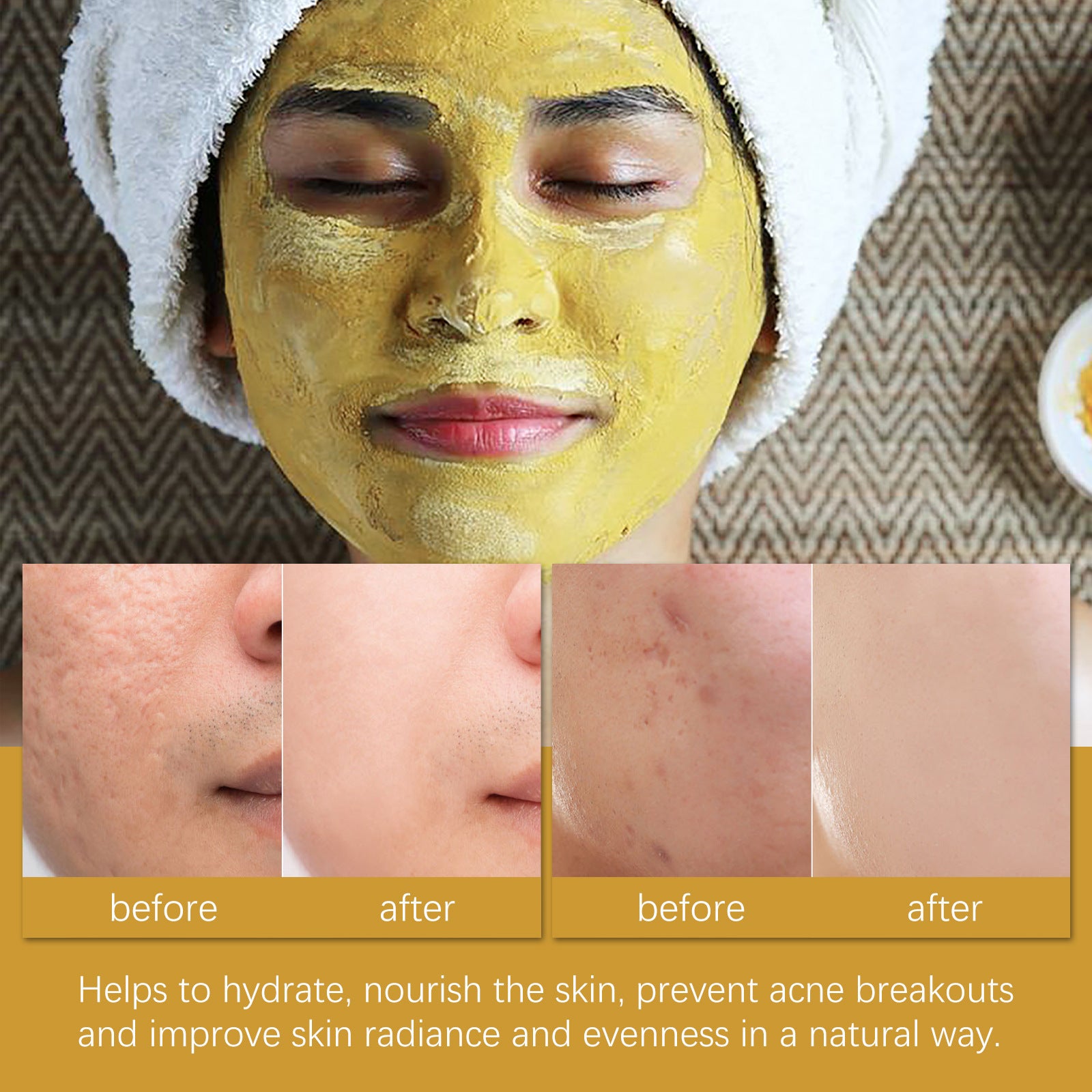 Hydrating Moisturizing Brightening Deep Cleansing Turmeric Mud Mask