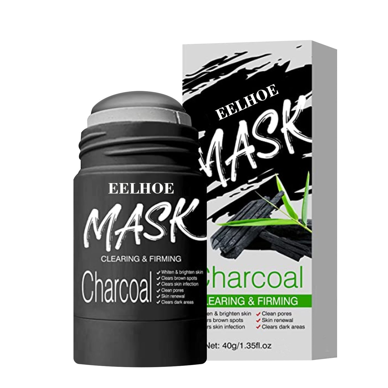 EELHOE bamboo charcoal cleansing mask stick for clearing and firming skin with charcoal and green leaves