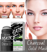 Bamboo charcoal cleansing mask with before and after results showing clear skin and product packaging