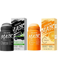 Bamboo charcoal cleansing mask stick with black packaging and charcoal graphic for cleansing and firming