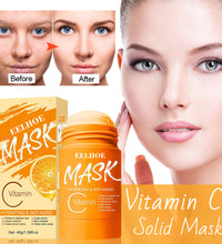 Before and after images showing clear skin using bamboo charcoal cleansing mask with Vitamin C hydrating and anti-aging formula
