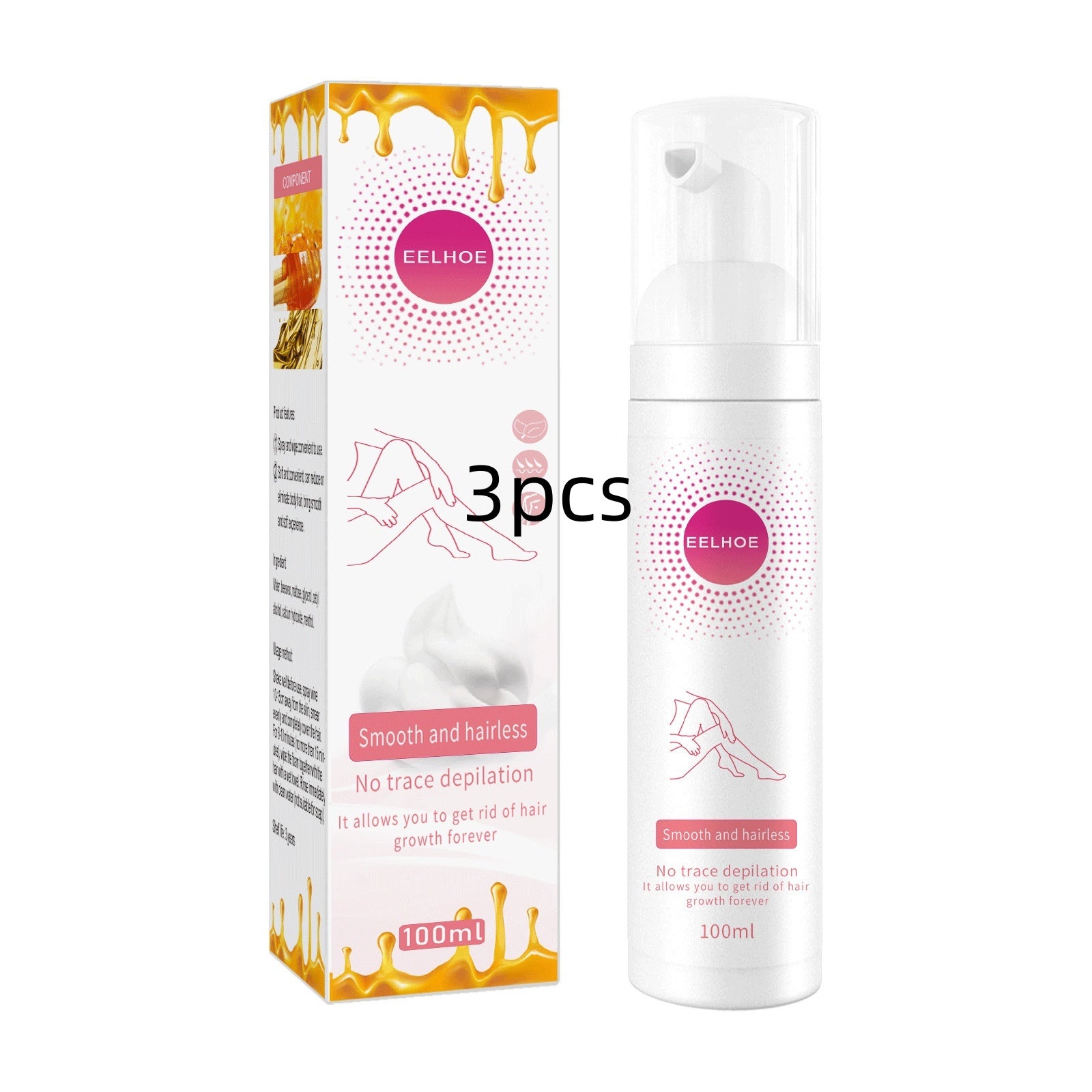 EELHOE hair removal mousse for sensitive skin 100ml with smooth and hairless no trace depilation