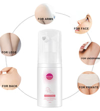 Hair removal mousse for sensitive skin with application areas for face arms legs back underarm and private zones