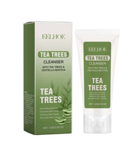 Tea tree facial cleanser in green and white packaging with tea tree and centella asiatica for acne skin care