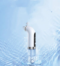 White electric pore vacuum cleaner with transparent suction head splashing water background