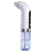 White electric pore vacuum cleaner with transparent water tank and digital control panel