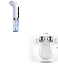 White electric pore vacuum cleaner with clear liquid container and handheld size dimensions