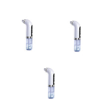 Three white electric pore vacuum cleaners with transparent suction heads on a white background