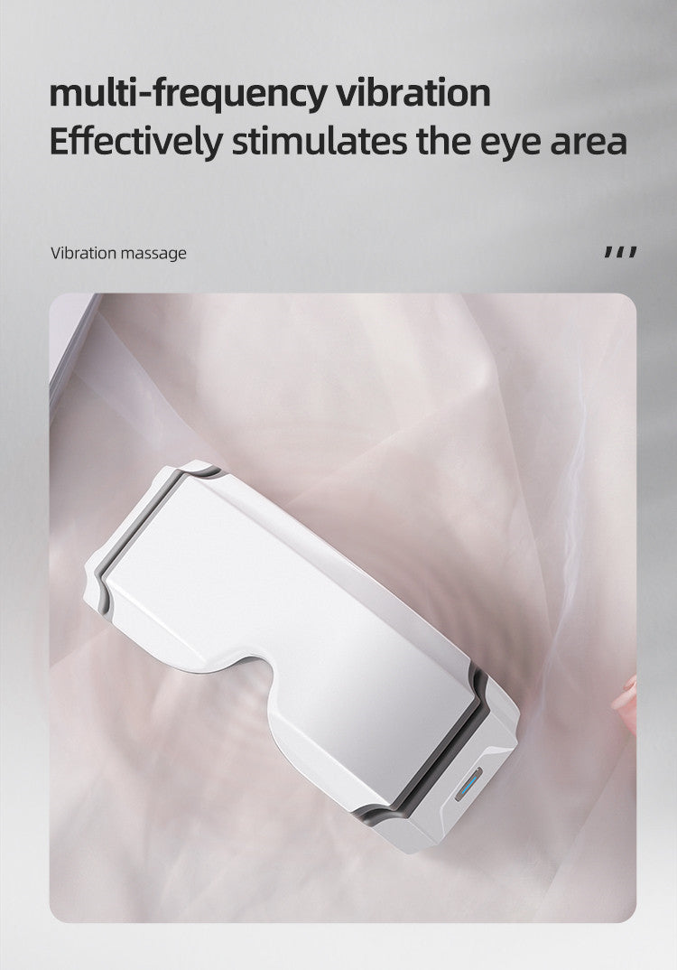 White eye heating massager with multi-frequency vibration to stimulate the eye area effectively