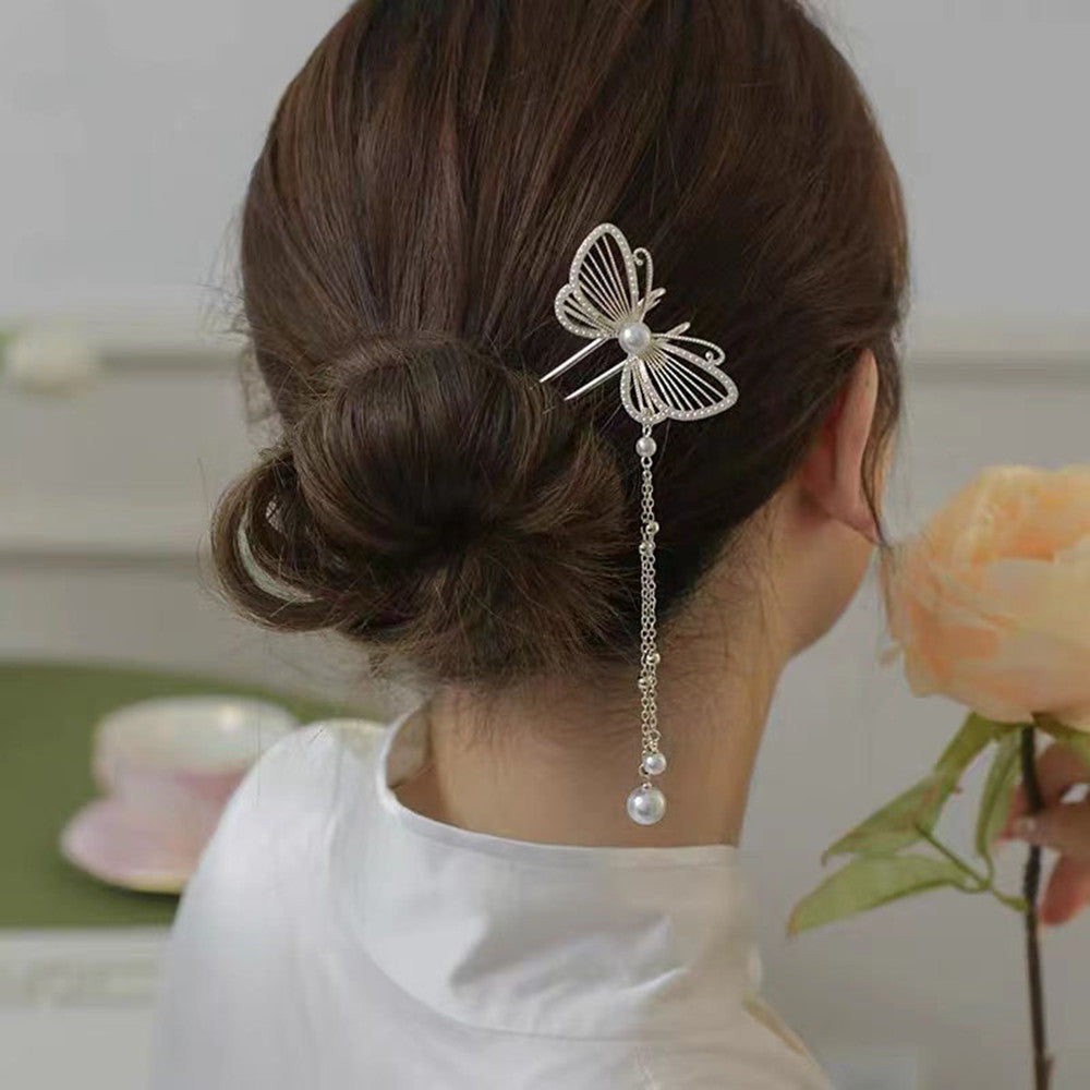 Pearl Butterfly Hairpin Girl's High Sense