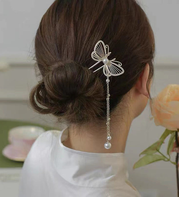 Pearl Butterfly Hairpin Girl's High Sense
