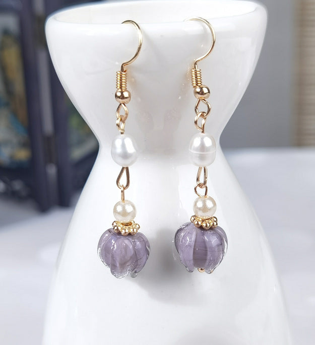 Court Vintage Accessories Purple Lily Of The Valley Earrings